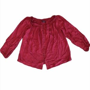 Rock & Republic Cranberry Red Lace Up Peasant Top
